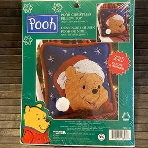 Pooh Christmas Pillow Top Counted Cross Stitch NEW